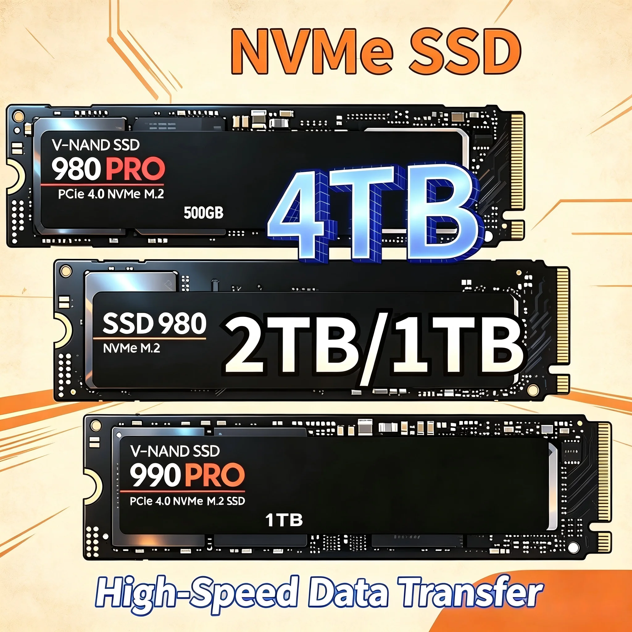 M.2 Nvme 4Tb Pcie 4.0 Ssd - オリジナル980Pro 990Pro M.2 NVMe SSD 1TB