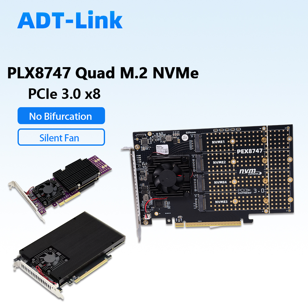 PLX8747 クアッドM.2 NVMe PCIe 3.0  - Quad M.2 Nvme Pcie Bifurcation Card のレビューと価格