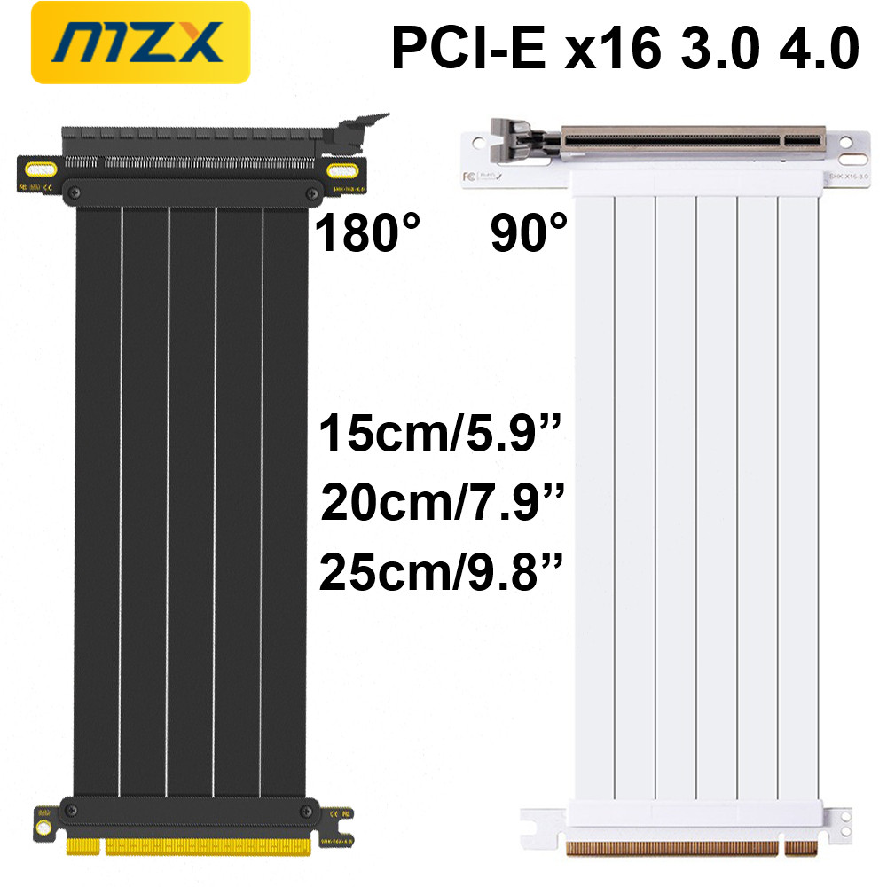 MZX PCIE 4.0 3.0 16x Eriserケーブ - Pcie 4.0 X16 Riser Cable 90 Degree のレビューと価格